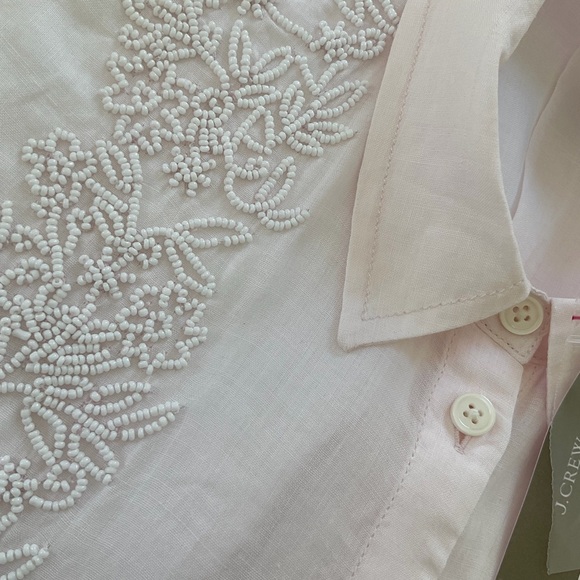 J. Crew Collection Beaded Button-up Shirt in Ramie NWT - Picture 5 of 8